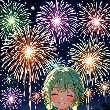 【花火と浴衣】夏夜のきらめき