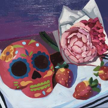 Skull and peonies