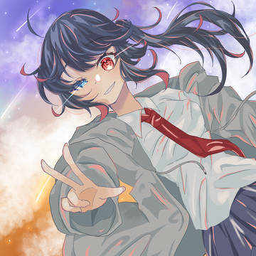 夕焼けに舞う
