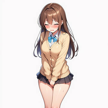 超ミニスカ制服女子が尿意我慢でもじもじ&我慢できずにお漏らし?