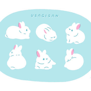 版画風うさぎさん