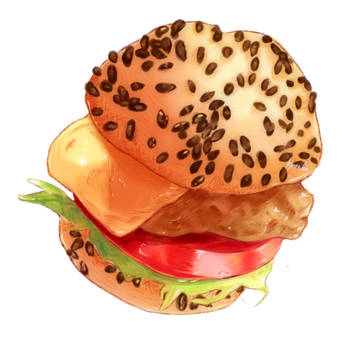 ビュッフェのおいしいハンバーガー