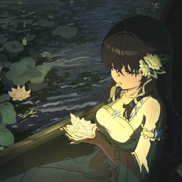 手捧莲花的少女