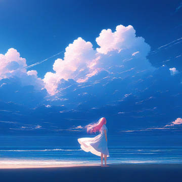 砂浜に女の子がいる絵