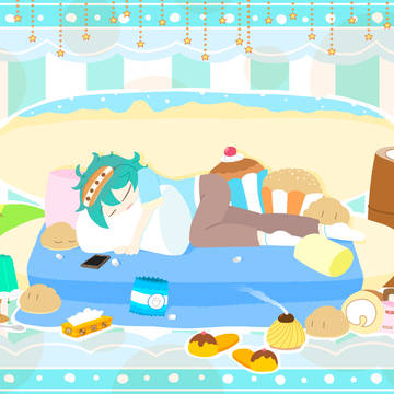 食べ物と部屋の絵