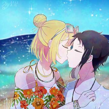 夏の海辺で