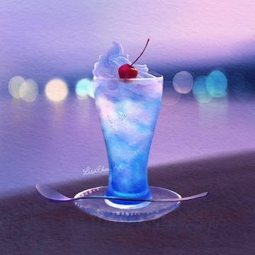 ブルーアワーの浮かぶアイスクリーム