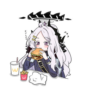 口が小さい、ハンバーガーがきすぎて食べきれない~
