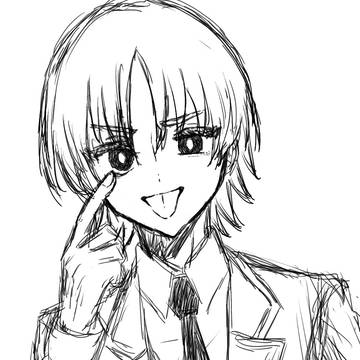 あっかんべーして、フタツくん(差分付き)
