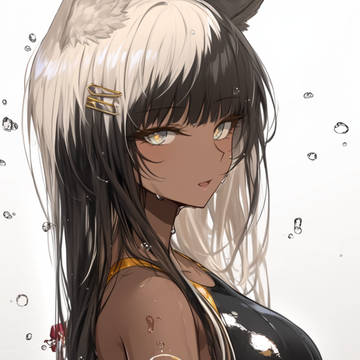 褐色水着ねこみみ娘