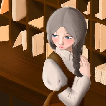 郵便局で働く女性