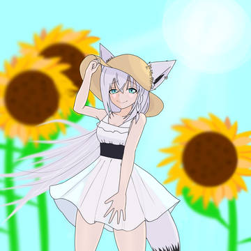 夏、ひまわり、フブちゃん
