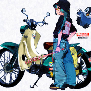 バイクとウチの初音ミクとペンギン