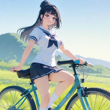 自転車に乗る女子高生