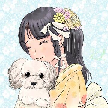 わんちゃんと晴れ着
