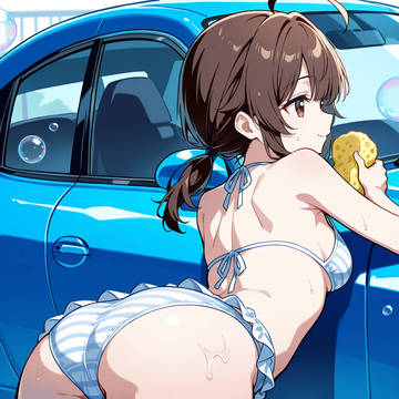 【オリキャラ】佐藤理奈の洗車の様子
