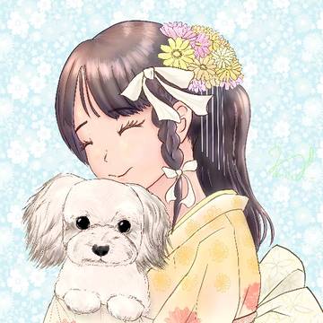 愛犬と晴れ着