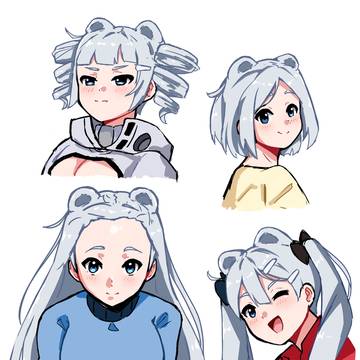 Aurora with different hairstyles