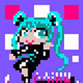 黒のボディコンのミクさんのドット絵