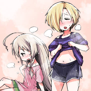 小梅ちゃんと輝子ちゃんが暑い