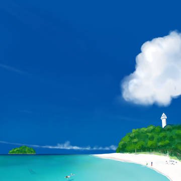 五人で海
