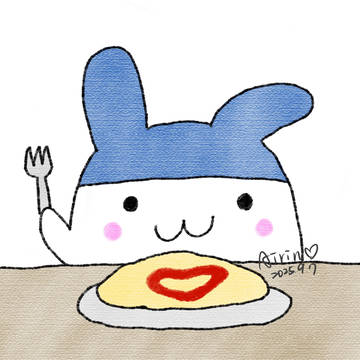 みみっちがオムライスを食べる