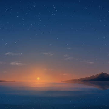 夕焼けと星