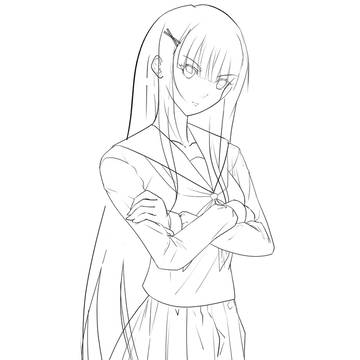 【線画】山城上総(マブラヴT.E.)×誕生日絵×バストアップ