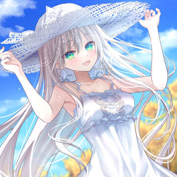 ひまわりと白ワンピと夏の空🌻