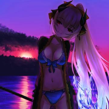 夕焼けと海と