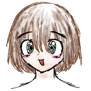 Brown-haired girl. Blush.