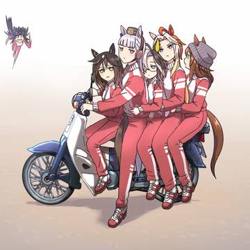 カブに乗るステゴファミリー