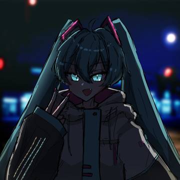 夜道のパーカーミクちゃん 逆光の練習