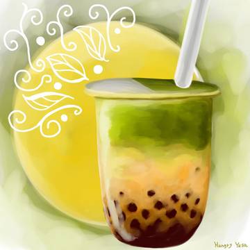 黒蜜抹茶タピオカラテ