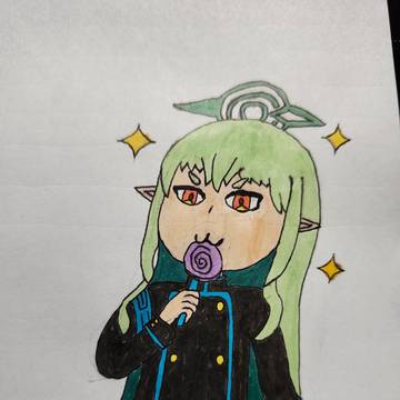 キャンディーを舐めるヒカリ