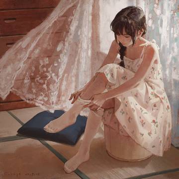 葵の朝、タイツを履く