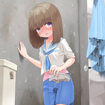 泣きながらも頑張って後始末をする女の子