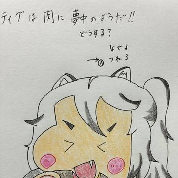 肉を食べるティグ