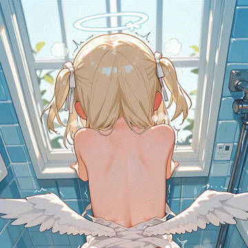 風呂場で天使と立ちバック