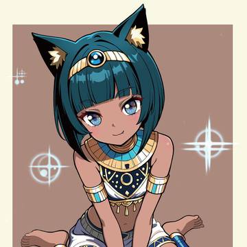 褐色エジプト猫耳ロリ Egyptian cat girl
