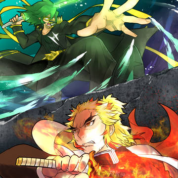 リク絵（猿投山渦と煉獄槇寿郎）