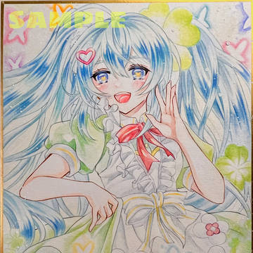手描きイラスト　初音ミク　Flower Fairy　クローバー