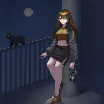 Cat And moon
