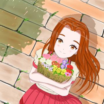 花籠をもつ女の子