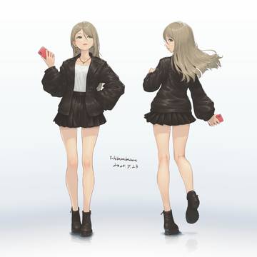 レザーコーデの女の子