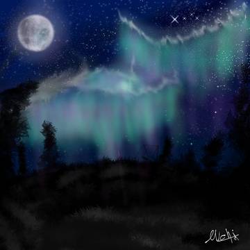 練習がてら描いた夜空です