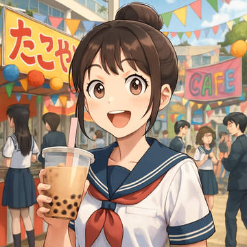 文化祭中の学生