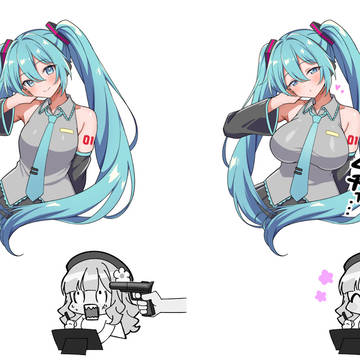 銃口を突き付けられながら描いた初音ミク / 自由に描いた初音ミク