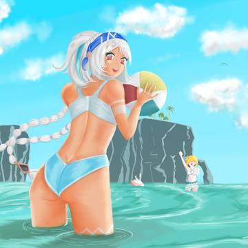 Mualani at the beach