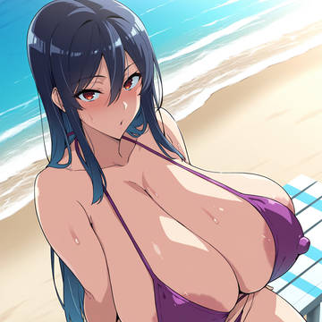 ビーチで爆乳委員長と